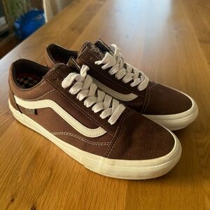 Vans Men's Chocolate Brown and White Sneakers